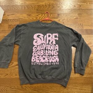 Nasty Gal Charcoal Sweatshirt with Pink Surf Graphic